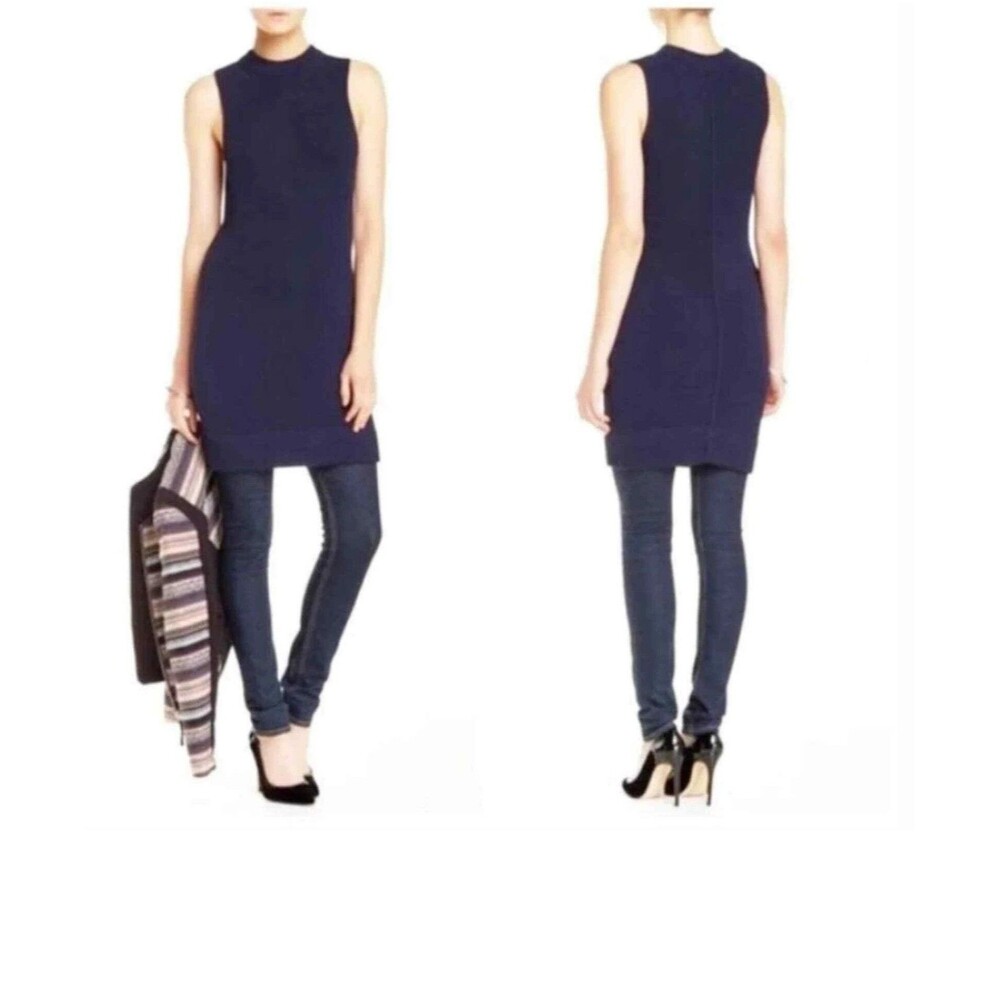 Brochu Walker Size‎ S Aida Blue Womens Knitted Sleeveless Sweater Dress
